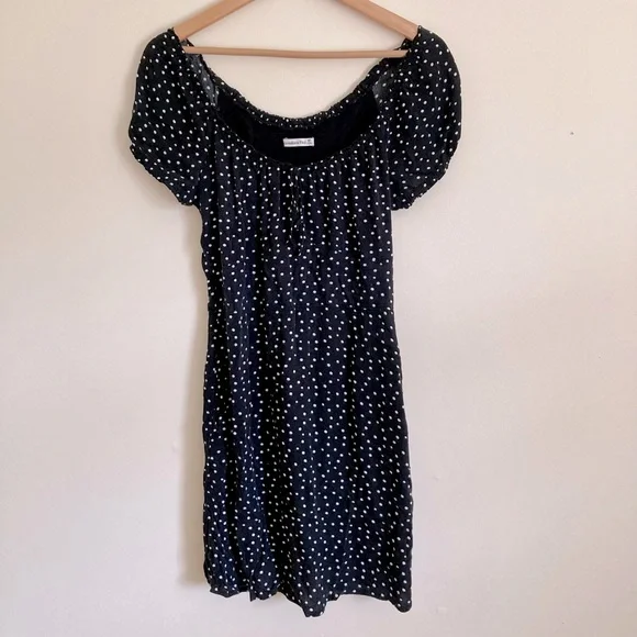 Abercrombie & Fitch | Dresses | Womens Abercrombie Fitch Black Mini Dress  With White Polka Dots | Poshmark